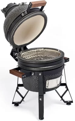 The Bastard Keramikgrill Urban Small - Schwarz Matt - Modell 2023 -Barbecue Shop Bastard Keramikgrill Urban Small Deckel offen Seitlich