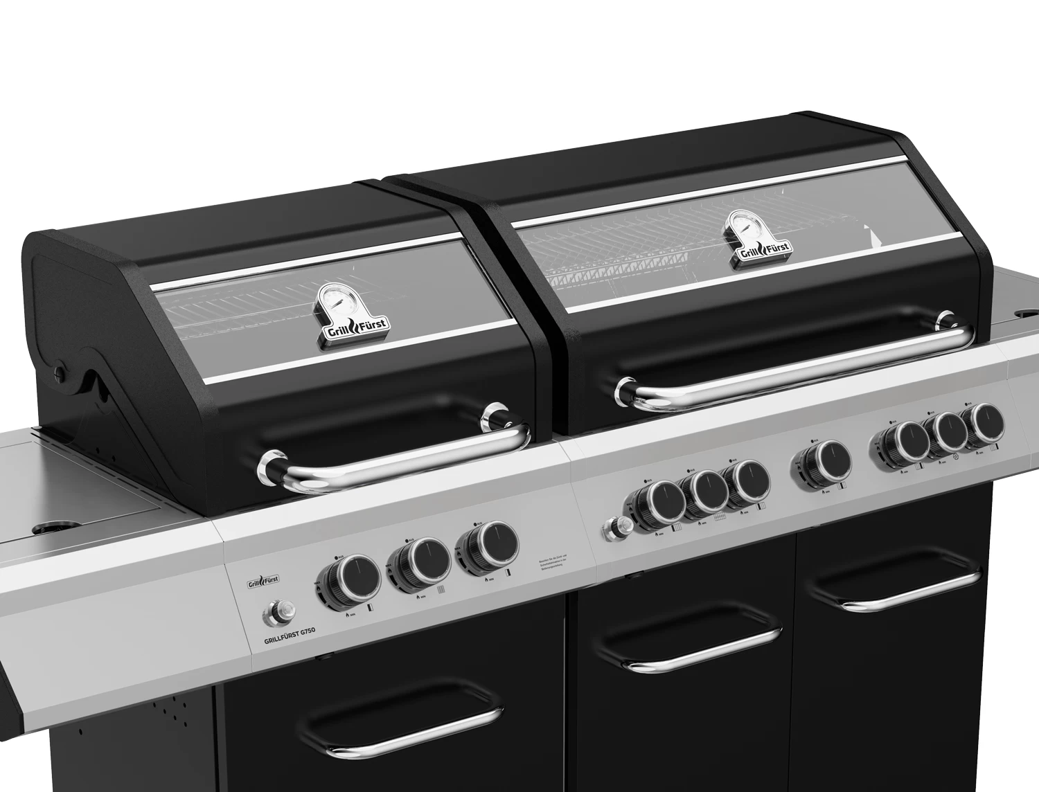 Grillfürst G750E 7-Brenner Doppelkammer - Gasgrill Mit Hochtemperaturbrenner, Seitenkocher, Heckbrenner Und Edelstahl Rosten 3 Grillfürst G750E 7-Brenner Doppelkammer - Gasgrill Mit Hochtemperaturbrenner, Seitenkocher, Heckbrenner Und Edelstahl Rosten – Bild 3