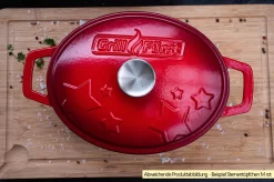 Grillfürst Dutch Oven Sternentöpfchen / Gusseisen Bräter - Emailliert - M - Lila -Barbecue Shop Grillfuerst Sternentoepfchen M emailliert Beispiel