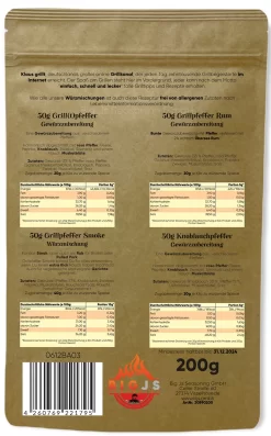 Steak Gewürz Set #1 By Klaus Grillt / 4 X 50g Beutel