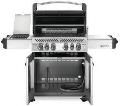 Napoleon Prestige 500 Edelstahl Gasgrill - Mit Safety Glow - X-DEAL Inkl. Grillthermometer, Schneidebrett Und Windschild Für SIZZLE ZONE -Barbecue Shop Napoleon Prestige 500 Gasgrill Edelstahl open