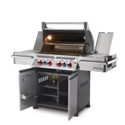 Napoleon Prestige Pro 500-3 Edelstahl Gasgrill, Erdgas Inkl. Drehspieß - Modell 2023 -Barbecue Shop Napoleon Prestige Pro 500 seitlich offen