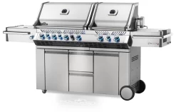 Napoleon Prestige Pro 825-3 Edelstahl Gasgrill Inkl. Drehspieß Und Bodenbeleuchtung + Gratis Napoleon TravelQ PRO285 Kompakt Gasgrill -Barbecue Shop Napoleon Prestige Pro 825 Gasgrill seitlich