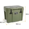 Petromax Kühlbox 25 Liter Oliv - Inkl. Sitzkissen, Haft-Unterlage Und Einsatzkorb