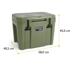 Petromax Kühlbox 25 Liter Oliv - Inkl. Sitzkissen, Haft-Unterlage Und Einsatzkorb