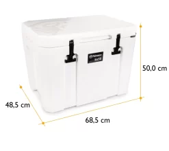 Petromax Kühlbox 50 Liter Alpenweiß - Inkl. Sitzkissen, Haft-Unterlage Und Einsatzkorb