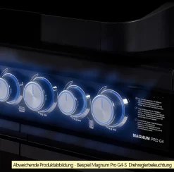 Rösle Gasgrill Magnum PRO G3 - X-DEAL Inkl. Abdeckhaube, Gusseisen Grillplatte Und Drehspieß - Modell 2023 -Barbecue Shop Roesle Magnum Pro Drehregler beleuchtet Beispiel G4 S
