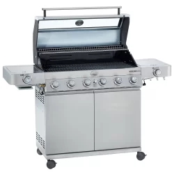 Rösle Edelstahl Gasgrill Videro G6-S VARIO+ - Limited Edition Modell 2023 - X-DEAL Inkl. Abdeckhaube, Grillplatte Und Drehspieß -Barbecue Shop Roesle Videro 25528 G6 S Edelstahl Deckel offen 3