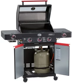 Rösle Videro G3-S VARIO+ Schwarz Gasgrill - FC Bayern Edition -Barbecue Shop Roesle Videro G3 S FC Bayern Unterschrank offen