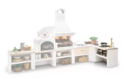 Palazzetti Gartenküche: Modul 2- Flammige Gaskochstelle Mit Edelstahl Abdeckung, Marmortech Rot